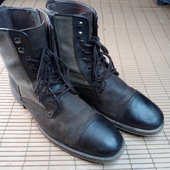 Aston Grey Collection "Bowers" Genuine Brown Leather and suede Cap toe side zip - Picture 1 of 10